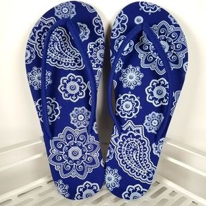 New Blue Paisley Flip Flops Size M (7-8)